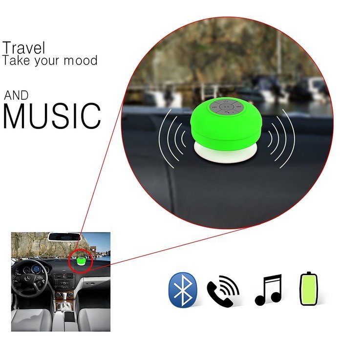 Waterproof Bluetooth Speakers , FULiYEAR Shower with Suction Cup & Mic Handsfree for Phone Call Green N4