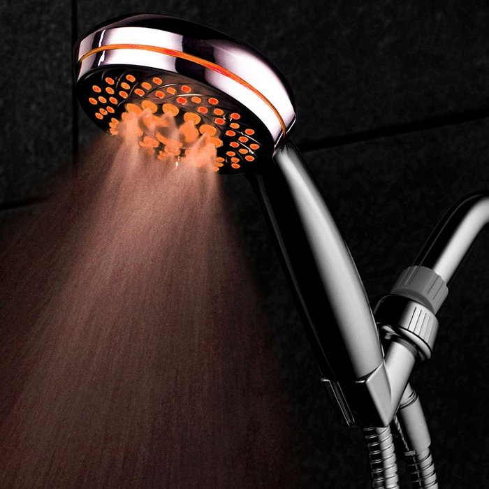 HotelSpa Ultra-Luxury 7-Setting 7 color LED Handheld Shower-Head with Bonus New Slimline Waterproof Bluetooth... N5