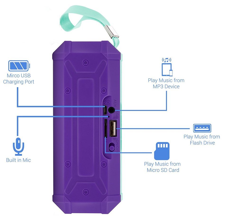 Aduro&reg; Amplify Sound Glow Wireless Portable Speaker w/ LED Light Show & Built-in FM Radio & Hands Free Calling... N6