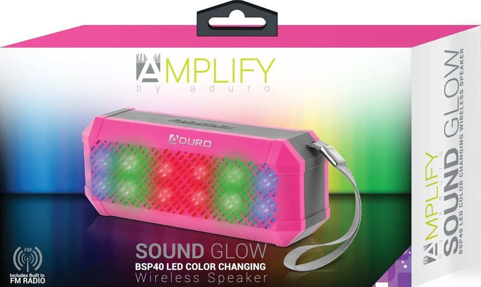 Aduro&reg; Amplify Sound Glow Wireless Portable Speaker w/ LED Light Show & Built-in FM Radio & Hands Free Calling... N9