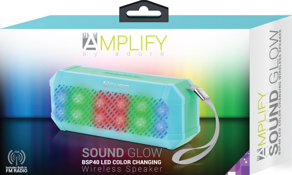 Aduro&reg; Amplify Sound Glow Wireless Portable Speaker w/ LED Light Show & Built-in FM Radio & Hands Free Calling... N21