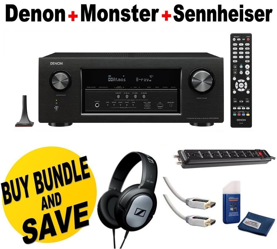 Denon AVR-S920W 7.2 Channel Full 4K Ultra HD AV Receiver with Built-In Wi-Fi & Bluetooth + Monster Home Theater...