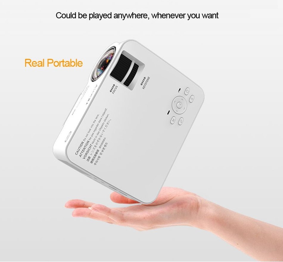 Pico Projector, SJY HD 170" Mini LCD LED 800x480P Entertainment Multimedia Video Projector Zoom Adjust Mute Fans... N11