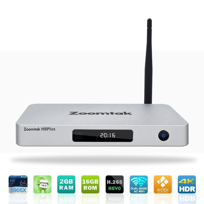 Zoomtak Android Tv Box 6.0 H8plus 4K HDR New Amlogic S905X Chipset Quad Core [2G/16G] with Kodi 16.1 Fully Loaded...