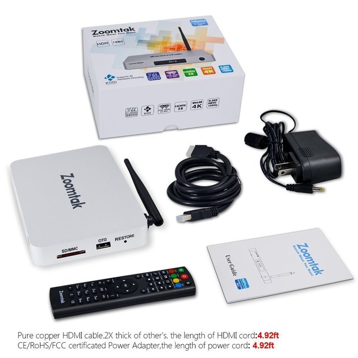 Zoomtak Android Tv Box 6.0 H8plus 4K HDR New Amlogic S905X Chipset Quad Core [2G/16G] with Kodi 16.1 Fully Loaded... N7