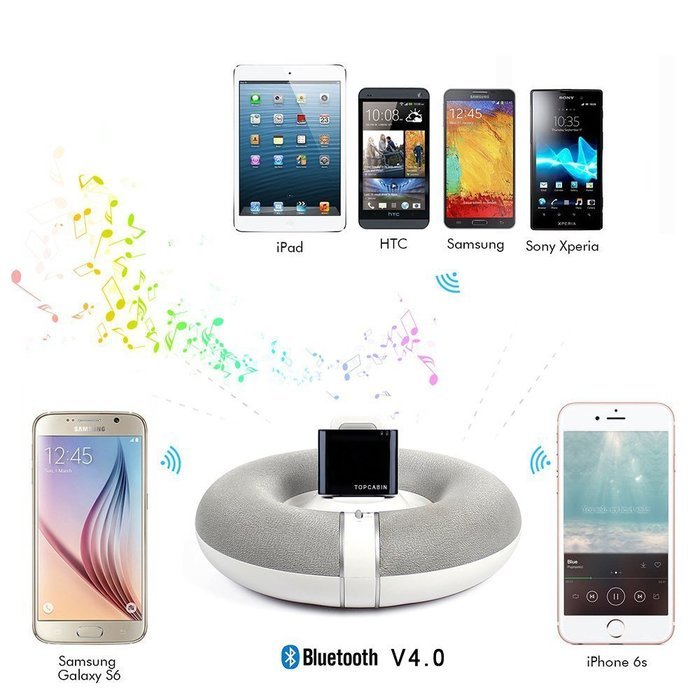 TOPCABIN 4.0 APTX Bluetooth Music Audio Receiver Adapter for Bose Sounddock and 30Pin iPod iPhone Dock Speaker N3