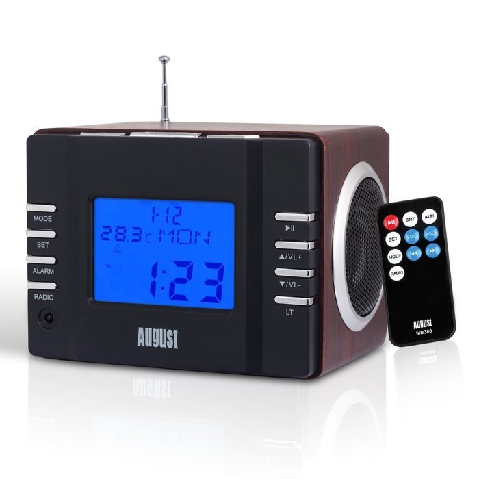 August SE20 &ndash; Mini Bluetooth MP3 Stereo System &ndash; Portable Radio with Powerful Bluetooth Speaker- FM Alarm Clock... N26