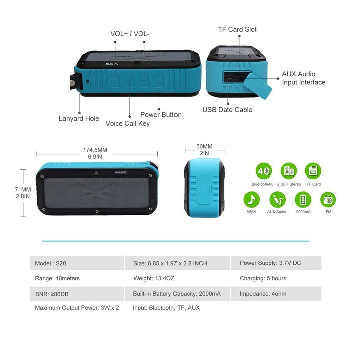 Portable Bluetooth Speaker Wireless Music Play Waterproof Crystal Clear Sound with Strong Bass IPX6 Water Resistant... N7