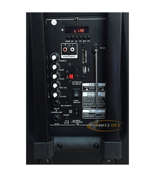 IQ Sound IQ-3510DJBT Rechargeable Speaker Bluetooth/FM/USB/SD/Lights/Mic/Remote N2