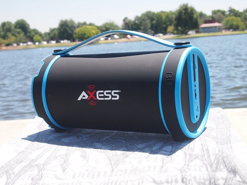 Axess SPBT1033-BR Portable Bluetooth Indoor/Outdoor 2.1 Hi-Fi Cylinder Loud Speaker with SD Card, AUX and FM Inputs... N15
