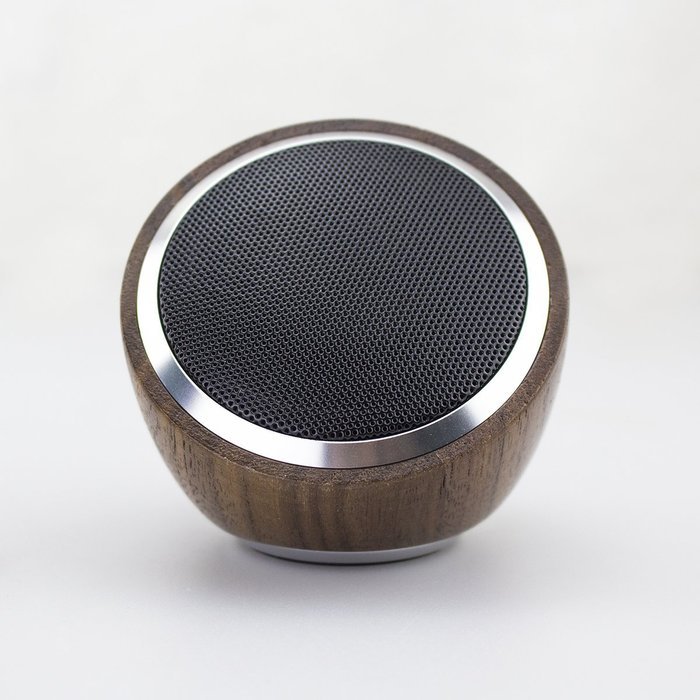 REALVOX Pinecone Solid Wood Portable Bluetooth Speaker, Dark Walnut Wood N2