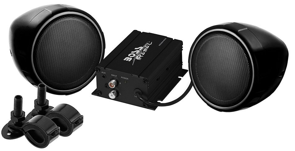 BOSS AUDIO MC420B Chrome 600 watt Motorcycle/ATV Sound System with Bluetooth Audio Streaming, One Pair of 3 inch... N6