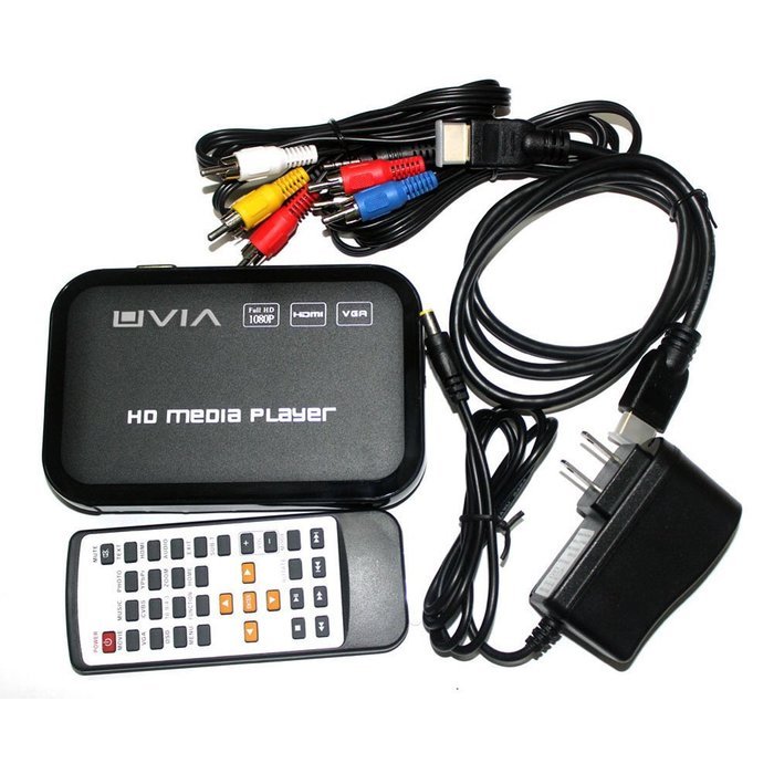 UVIA MBOX Portable Full 1080P 3D High Definition HDMI/VGA MKV/RM-SD/USB Multi Advertising Media Player for Hdds... N6