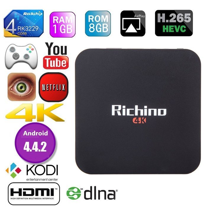 2016 newest richino q1 pro android 4 4 kodi 16 0 4k ott tv box rk3229