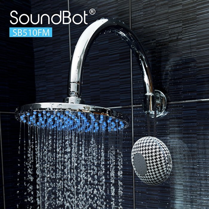 SoundBot SB510FM FM RADIO Water Resistant Bluetooth Wireless Shower Speaker with Built-in Mic, Detachable Suction... N3