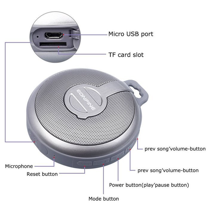Eonfine Shower Bluetooth Speaker,Outdoor Sport Portable Wireless Mini Bluetooth Speaker,Suberwoofer Sound Speaker... N4