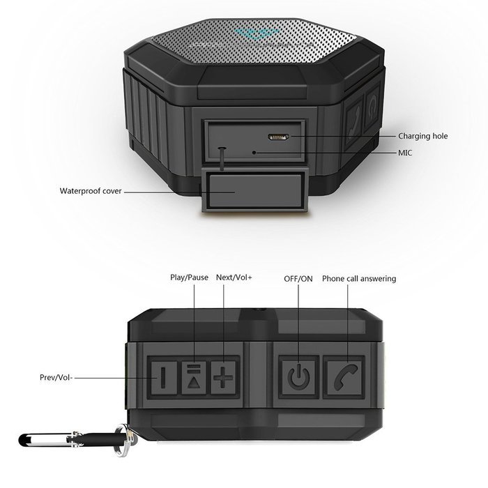 PROG-X Bluetooth 4.0 Portable Wireless Speaker, Enhanced Bass, IPX4 Water Resistant Dustproof, Built-in Microphone... N2