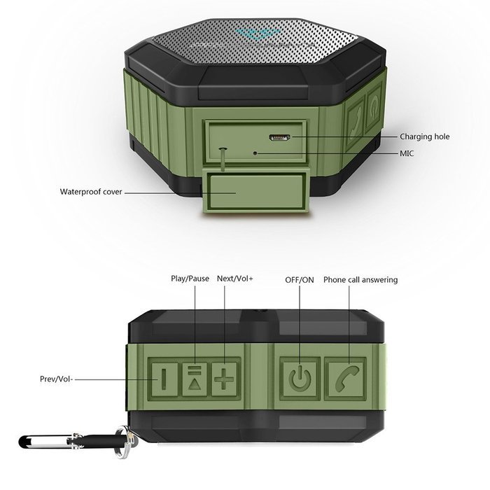 PROG-X Bluetooth 4.0 Portable Wireless Speaker, Enhanced Bass, IPX4 Water Resistant Dustproof, Built-in Microphone... N9