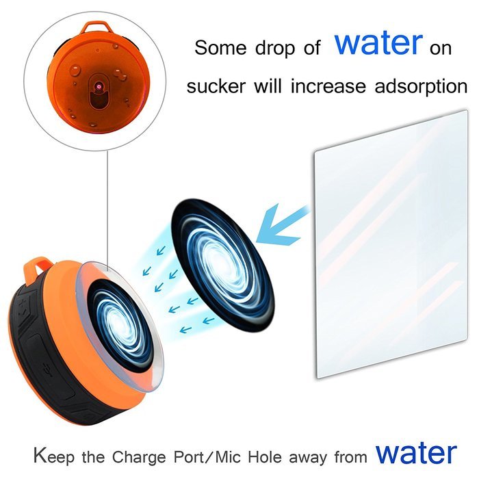 Bluetooth Wireless Waterproof Speaker Rymemo Mini Bluetooth 4.0 Portable Speakers With Hook/Built-in Mic Hands-Free... N19