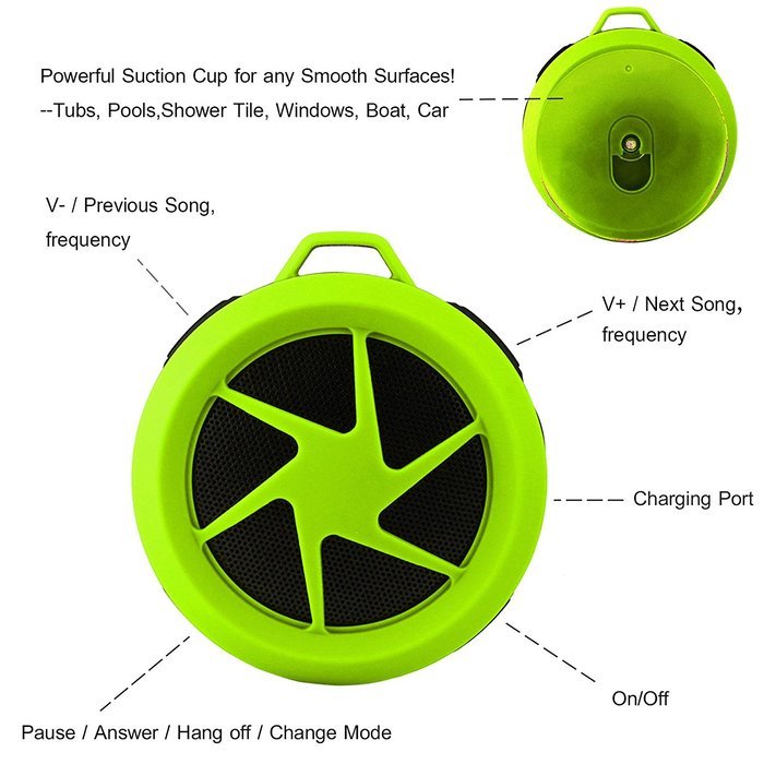 Bluetooth Wireless Waterproof Speaker Rymemo Mini Bluetooth 4.0 Portable Speakers With Hook/Built-in Mic Hands-Free... N23