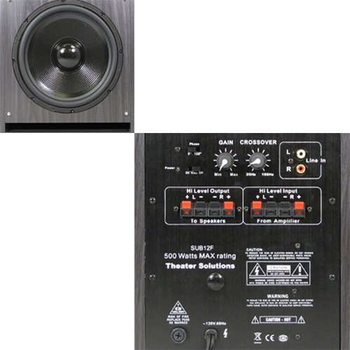 Theater Solutions 5.1 Home Theater 4 Speaker Set with Center, 12" Powered Sub and More TS5C6WL51SET7 N3