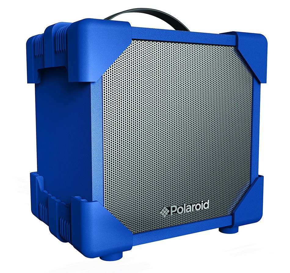 Polaroid Rugged Wireless Portable & Rechargeable Bluetooth Speaker, Made of Wood with Carry on Strap (Blue)