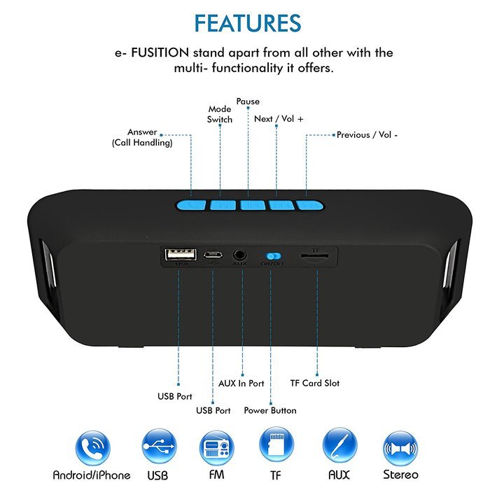 XTRA e-FUSION Wireless 4.1 Bluetooth Speaker Portable Stereo FM Radio, High-Def Crystal Sound, Upto 128GB Micro... N2