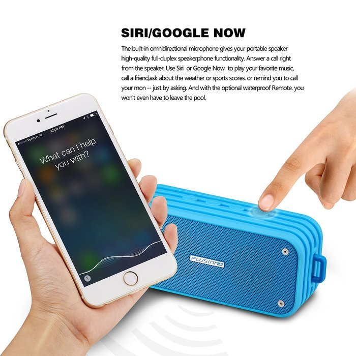PLUSINNO Portable Bluetooth 4.0 Waterproof Wireless Speaker with Siri, Bluetooth Receiver and Built-in Microphone... N12