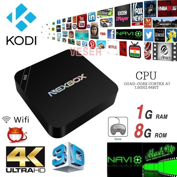 NEXBOX N9 Android 4.4 TV Box, YESER Quad-core 4K2K HDMI 3D video H.265 Decoding with KODI Wifi Fully Loaded, 1G...