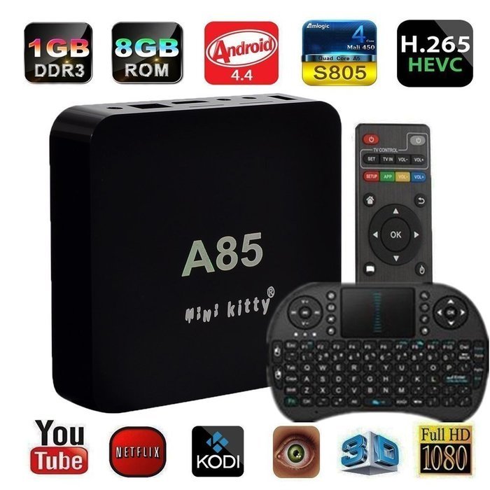 Mini Kitty&reg;-Quad Core A85 Smart TV BOX Mini PC Streaming Media Player with KODI(XBMC) Streamer 1GB/8GB, Fully... N7