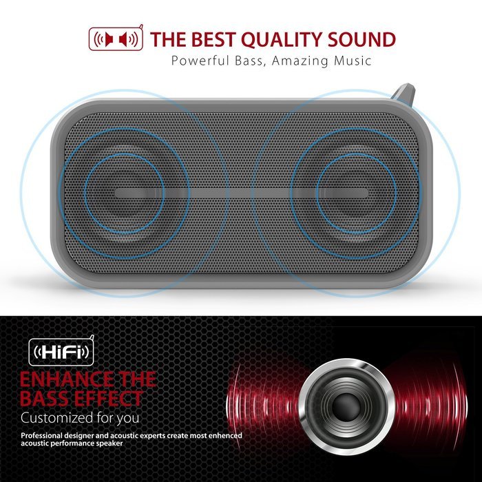 BEASON IPX5 Waterproof Portable Bluetooth Speaker with 10 Hours Playtime, Superior Sound Shower Beach Hiking Camping... N2