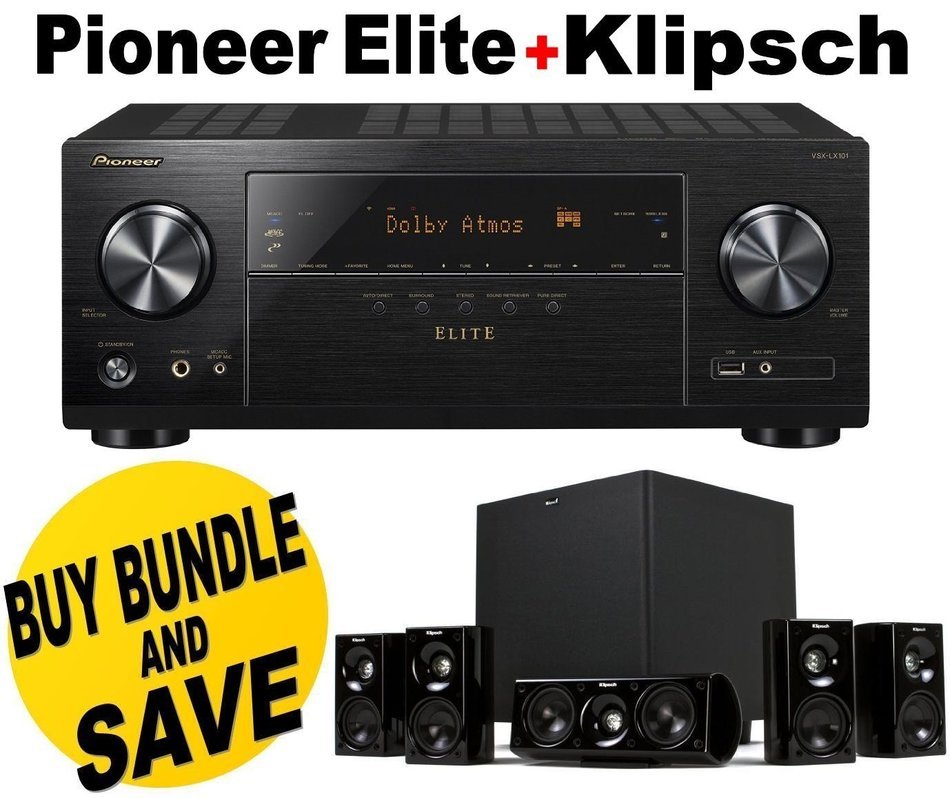 Pioneer Elite VSX-LX101 7.2 Channel Networked AV Receiver with Built-in Bluetooth&Acirc;&reg; and Wi-Fi&Acirc;&reg; + Klipsch HDT-...