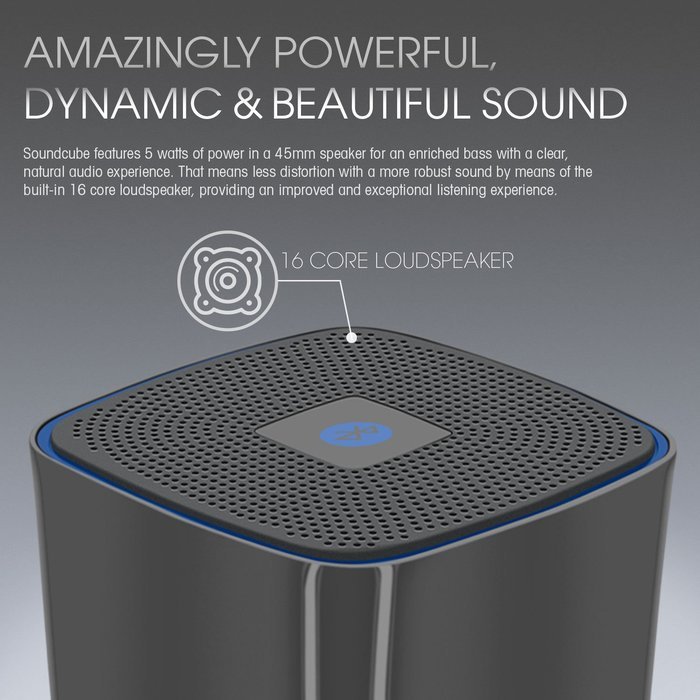 GearIt SoundCube Compact Portable Bluetooth 4.0 Speaker with Built-in Mic and Speakerphone (Gunmetal) N2