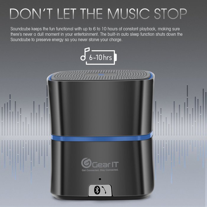 GearIt SoundCube Compact Portable Bluetooth 4.0 Speaker with Built-in Mic and Speakerphone (Gunmetal) N6
