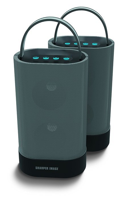 Sharper Image SBT615-2GY Two Wireless Bluetooth 4.0 Speakers, Works Together as Stereo or Separately (GREY)