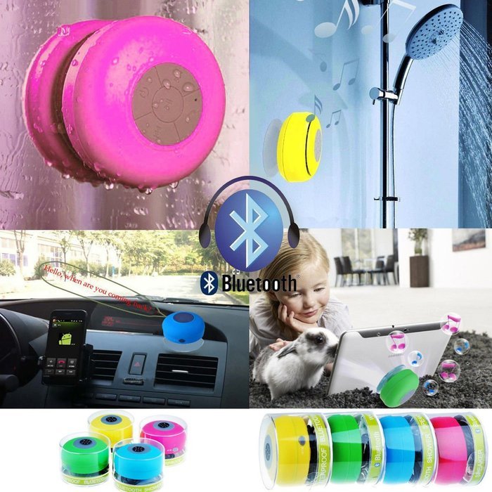 Leegoal Waterproof Wireless Bluetooth Mini Speaker with Suction Cup for Bathroom (Pink)(As shown) N2