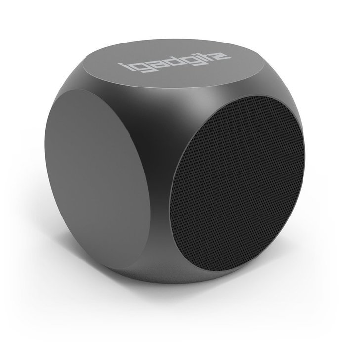 iGadgitz Al Series: 'The Cube' Portable Wireless Stereo Bluetooth Brushed Aluminium Travel Speaker (3W Power with...