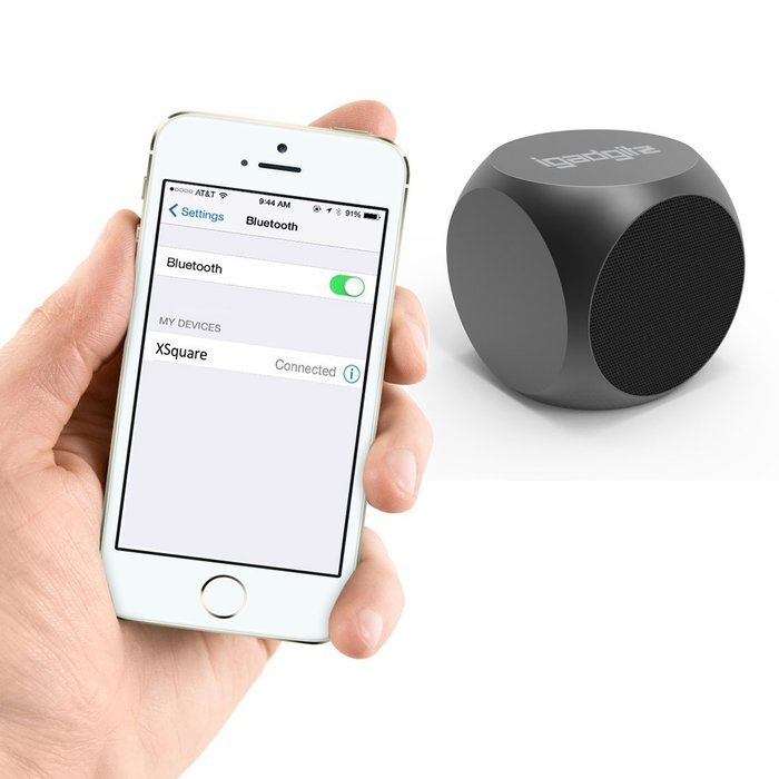 iGadgitz Al Series: 'The Cube' Portable Wireless Stereo Bluetooth Brushed Aluminium Travel Speaker (3W Power with... N3