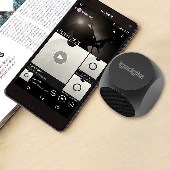 iGadgitz Al Series: 'The Cube' Portable Wireless Stereo Bluetooth Brushed Aluminium Travel Speaker (3W Power with... N4
