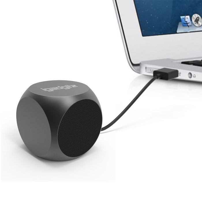 iGadgitz Al Series: 'The Cube' Portable Wireless Stereo Bluetooth Brushed Aluminium Travel Speaker (3W Power with... N5
