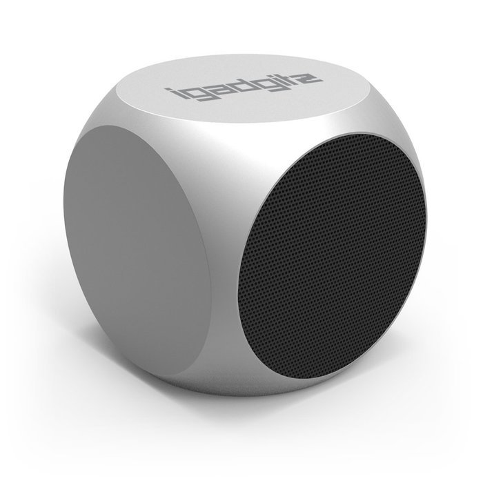 iGadgitz Al Series: 'The Cube' Portable Wireless Stereo Bluetooth Brushed Aluminium Travel Speaker (3W Power with... N7