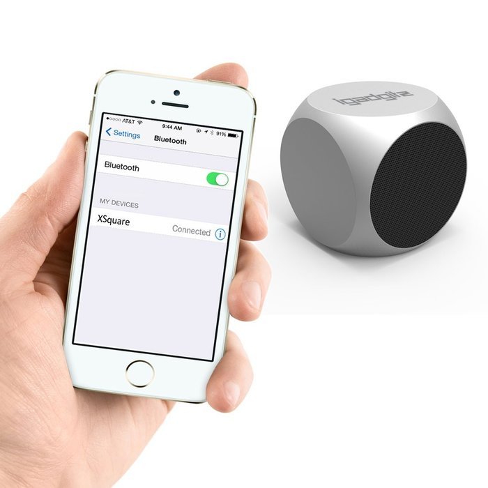 iGadgitz Al Series: 'The Cube' Portable Wireless Stereo Bluetooth Brushed Aluminium Travel Speaker (3W Power with... N9