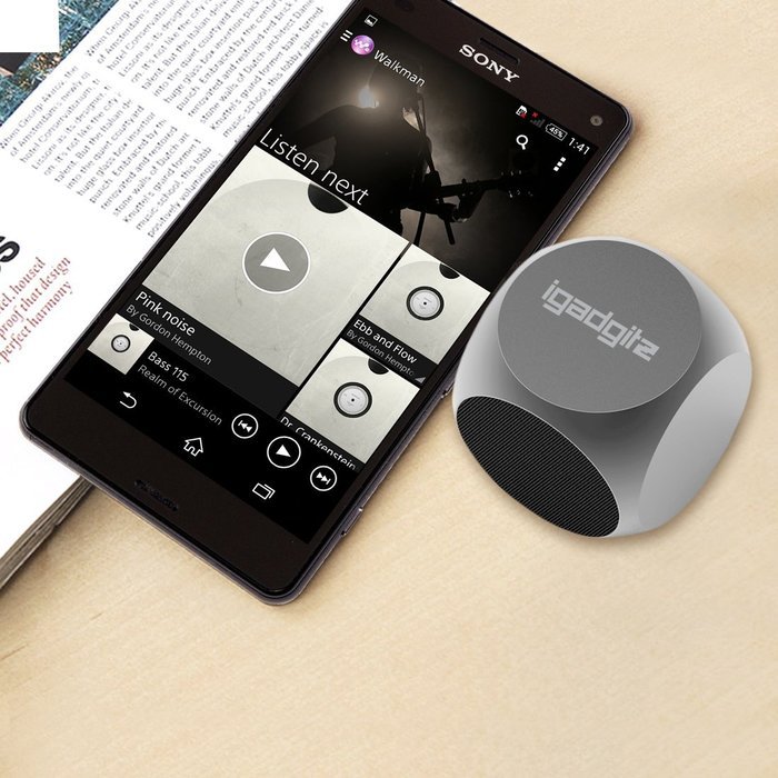 iGadgitz Al Series: 'The Cube' Portable Wireless Stereo Bluetooth Brushed Aluminium Travel Speaker (3W Power with... N10