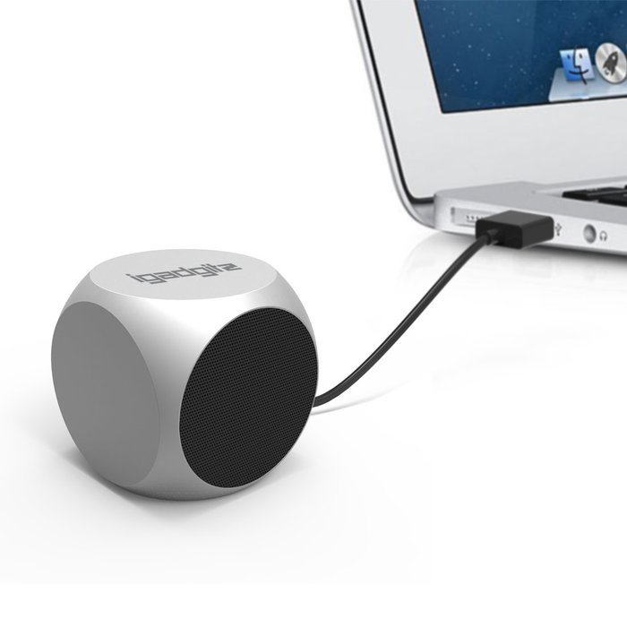 iGadgitz Al Series: 'The Cube' Portable Wireless Stereo Bluetooth Brushed Aluminium Travel Speaker (3W Power with... N11