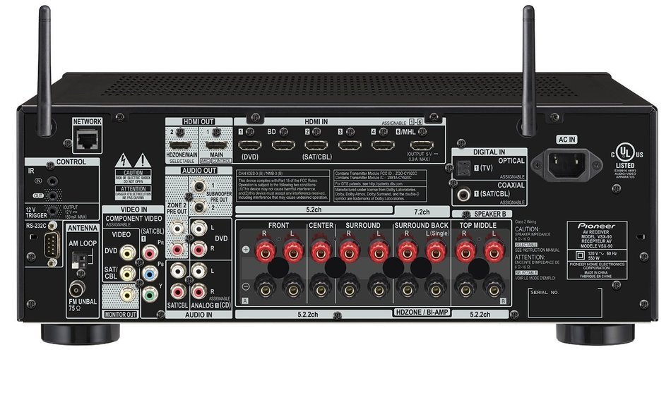 Pioneer VSX-90 7.2 Channel A/V Receiver (Black) + Klipsch HDT-600 Home Theater System + Monster - Platinum XP... N3