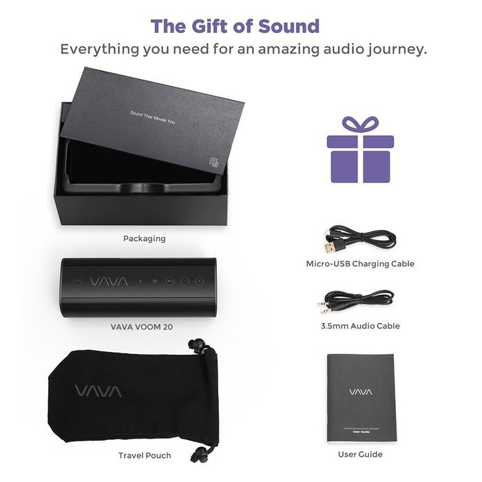 VAVA Voom 20 Bluetooth Speakers, IPX5 Splash Proof, Deep Bass, Portable Wireless Speakers with 2 Passive Subwoofers... N6