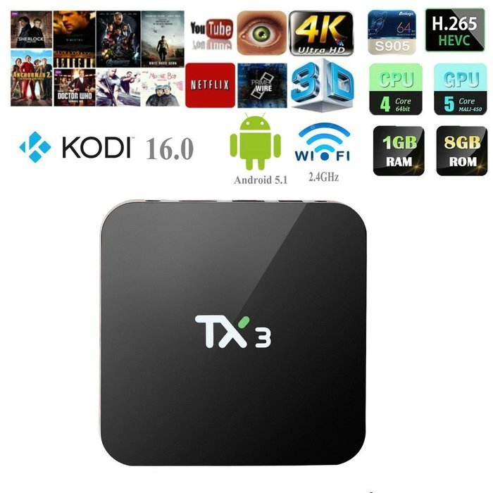 TX3 Android 5.1 Smart TV Box with Kodi 16.0 Fully Unlocked , Game Palyer with Amlogic S905 2.0GHz Internet Streaming...