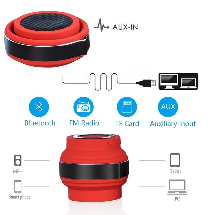 Bluetooth Speaker, Wireless Outdoor Portable Loud Speaker [Telescopic Structure Design] Flex Silicone Shell Support... N5