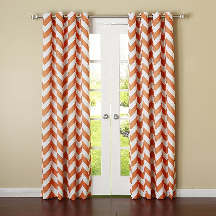 Best Home Fashion Room Darkening Chevron Print Curtains - Antique Bronze Grommet Top - Grey- 52"W X 63"L - (1... N12