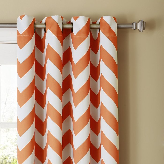 Best Home Fashion Room Darkening Chevron Print Curtains - Antique Bronze Grommet Top - Grey- 52"W X 63"L - (1... N13